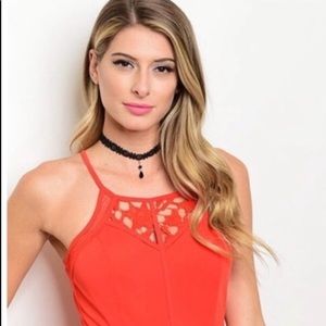 NWT Red Lace Detail Zipper-Back Dress